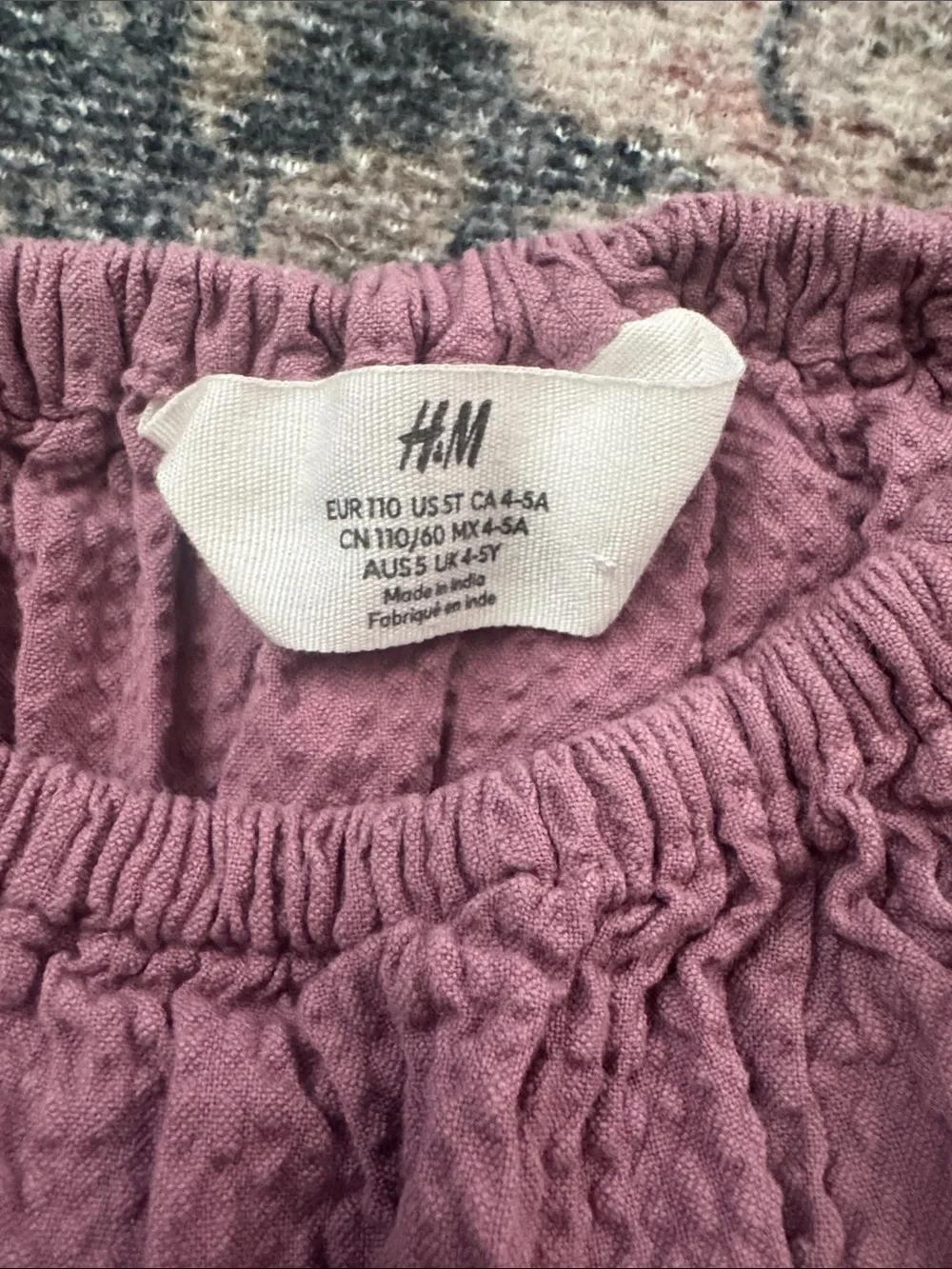 H&M Mauve Pink Textured Wide-Leg Kids Pant set